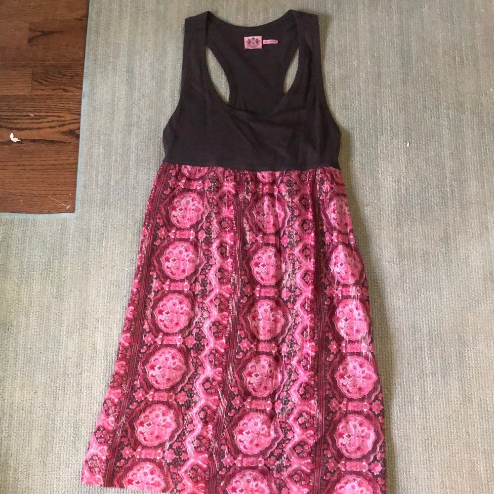 Juicy Couture XL Brown Pink Gold Boho Tank Dress
